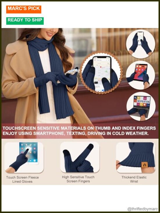 Cozy Winter Accessories Set Beanie Scarf Gloves Ear Muffs Socks Touchscreen main image 6